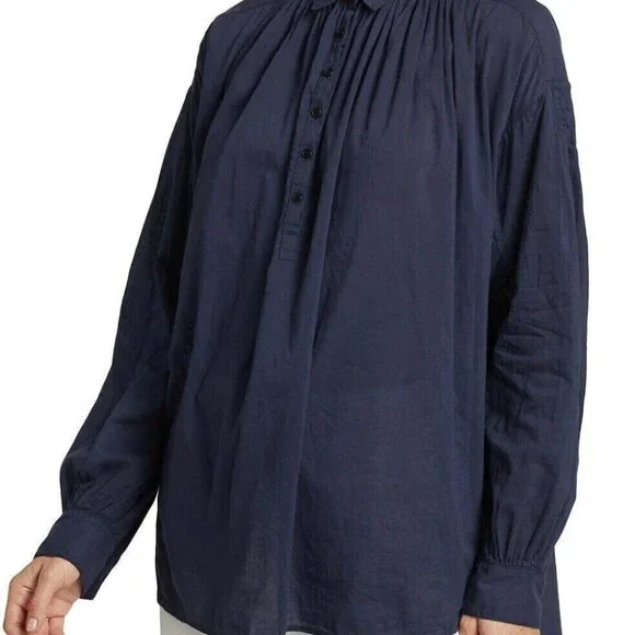 Nili Lotan Miles Tunic Shirt Blouse Top Cotton Oversized Collared XS NEW